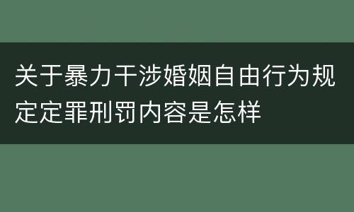 关于暴力干涉婚姻自由行为规定定罪刑罚内容是怎样