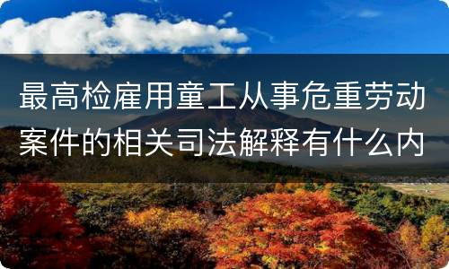 最高检雇用童工从事危重劳动案件的相关司法解释有什么内容