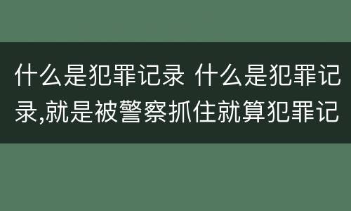 什么是犯罪记录 什么是犯罪记录,就是被警察抓住就算犯罪记录吗