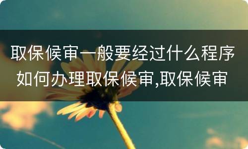 取保候审一般要经过什么程序 如何办理取保候审,取保候审的程序是什么?
