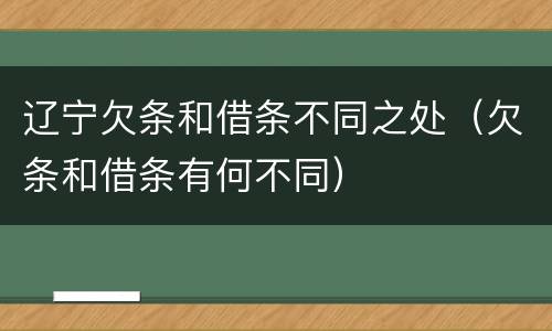 辽宁欠条和借条不同之处（欠条和借条有何不同）
