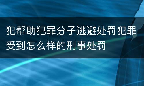犯帮助犯罪分子逃避处罚犯罪受到怎么样的刑事处罚
