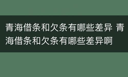青海借条和欠条有哪些差异 青海借条和欠条有哪些差异啊