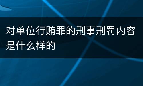 对单位行贿罪的刑事刑罚内容是什么样的