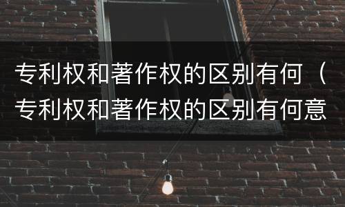 专利权和著作权的区别有何（专利权和著作权的区别有何意义）