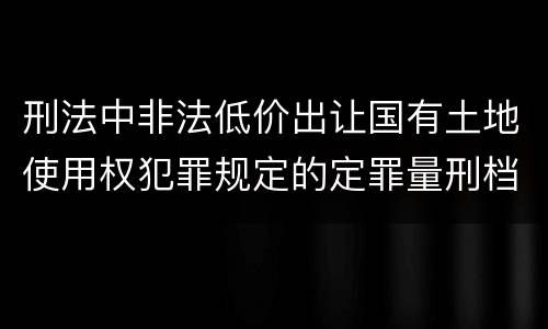 刑法中非法低价出让国有土地使用权犯罪规定的定罪量刑档次是什么