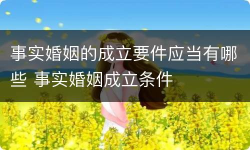 事实婚姻的成立要件应当有哪些 事实婚姻成立条件
