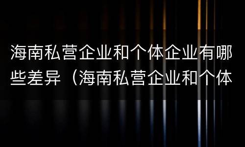 海南私营企业和个体企业有哪些差异（海南私营企业和个体企业有哪些差异之处）