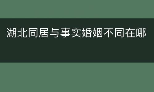湖北同居与事实婚姻不同在哪