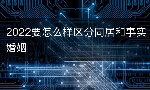2022要怎么样区分同居和事实婚姻