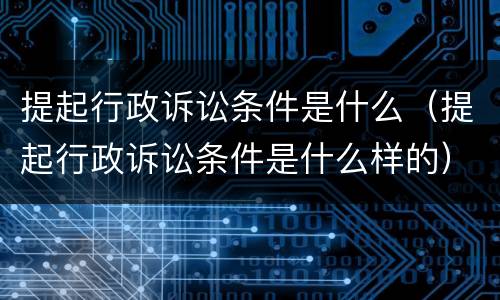 提起行政诉讼条件是什么（提起行政诉讼条件是什么样的）