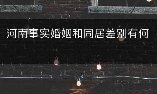 河南事实婚姻和同居差别有何