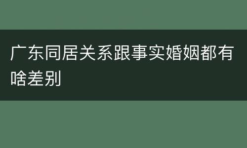 广东同居关系跟事实婚姻都有啥差别
