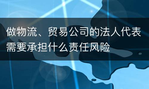 做物流、贸易公司的法人代表需要承担什么责任风险