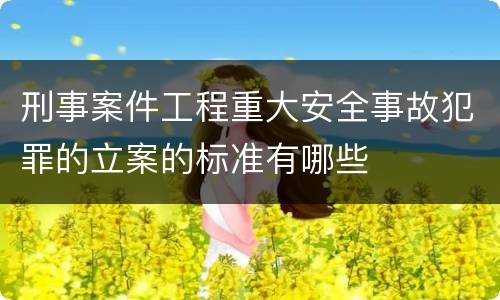 刑事案件工程重大安全事故犯罪的立案的标准有哪些