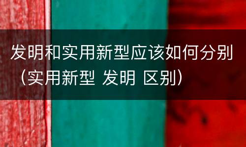 发明和实用新型应该如何分别（实用新型 发明 区别）