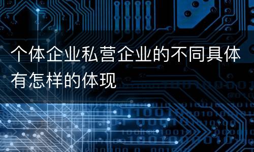 个体企业私营企业的不同具体有怎样的体现