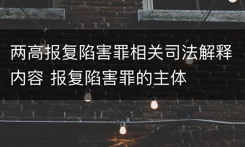 两高报复陷害罪相关司法解释内容 报复陷害罪的主体