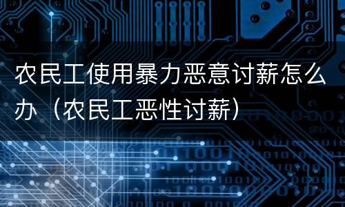 农民工使用暴力恶意讨薪怎么办（农民工恶性讨薪）