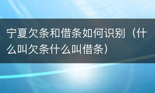 宁夏欠条和借条如何识别（什么叫欠条什么叫借条）