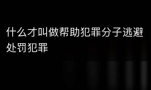 什么才叫做帮助犯罪分子逃避处罚犯罪