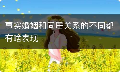 事实婚姻和同居关系的不同都有啥表现