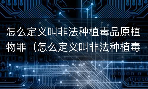 怎么定义叫非法种植毒品原植物罪（怎么定义叫非法种植毒品原植物罪名）
