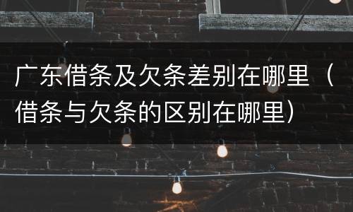 广东借条及欠条差别在哪里（借条与欠条的区别在哪里）