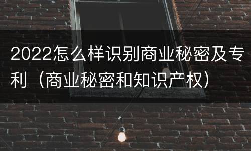 2022怎么样识别商业秘密及专利（商业秘密和知识产权）
