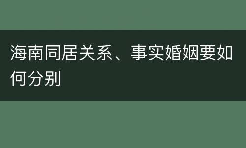 海南同居关系、事实婚姻要如何分别