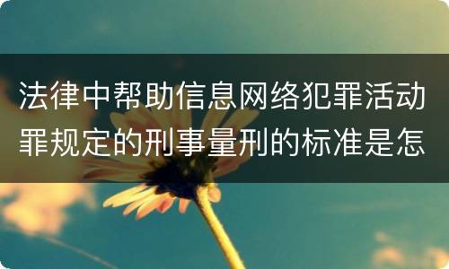 法律中帮助信息网络犯罪活动罪规定的刑事量刑的标准是怎样的
