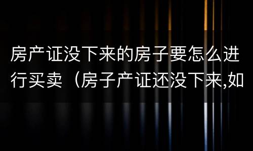 房产证没下来的房子要怎么进行买卖（房子产证还没下来,如何进行买卖）