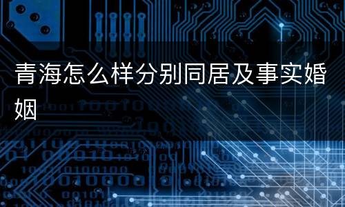 青海怎么样分别同居及事实婚姻