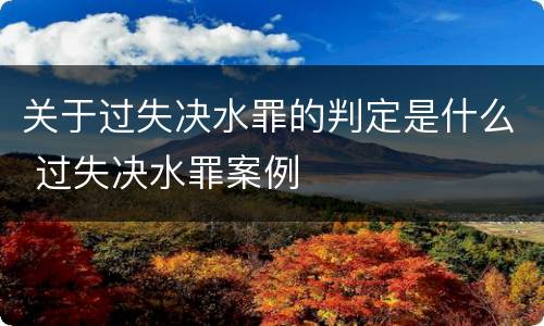 关于过失决水罪的判定是什么 过失决水罪案例