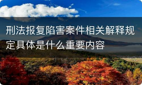 刑法报复陷害案件相关解释规定具体是什么重要内容
