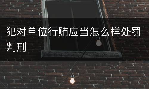 犯对单位行贿应当怎么样处罚判刑