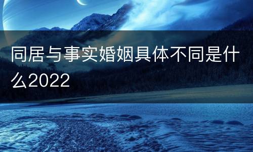 同居与事实婚姻具体不同是什么2022