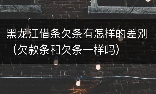 黑龙江借条欠条有怎样的差别（欠款条和欠条一样吗）