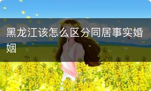 黑龙江该怎么区分同居事实婚姻