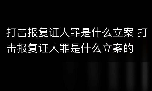 打击报复证人罪是什么立案 打击报复证人罪是什么立案的