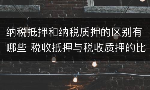 纳税抵押和纳税质押的区别有哪些 税收抵押与税收质押的比较