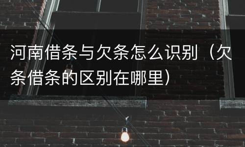 河南借条与欠条怎么识别（欠条借条的区别在哪里）