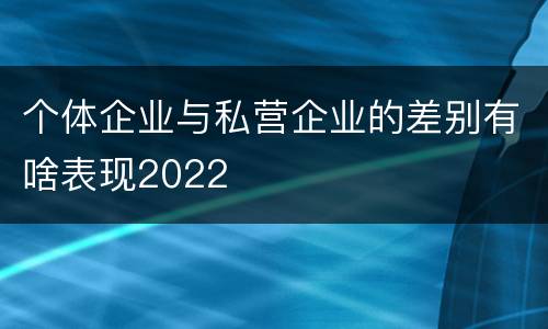 个体企业与私营企业的差别有啥表现2022