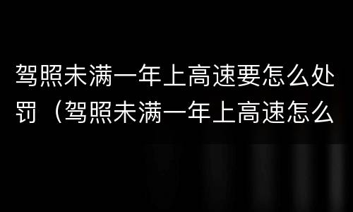 驾照未满一年上高速要怎么处罚（驾照未满一年上高速怎么处罚2021）