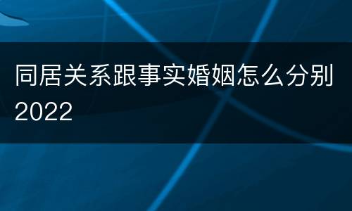 同居关系跟事实婚姻怎么分别2022