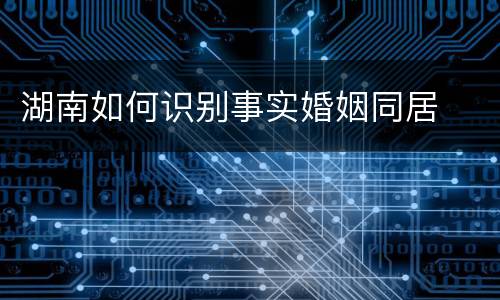 湖南如何识别事实婚姻同居
