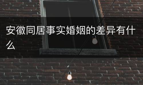 安徽同居事实婚姻的差异有什么