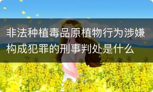非法种植毒品原植物行为涉嫌构成犯罪的刑事判处是什么