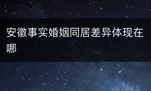 安徽事实婚姻同居差异体现在哪