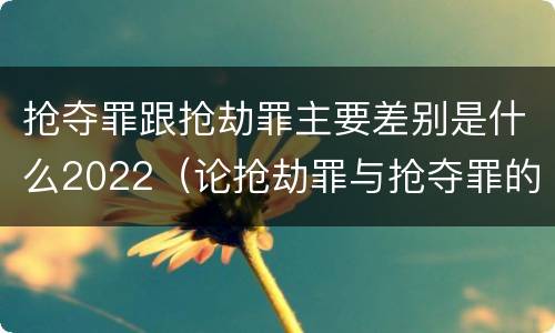 抢夺罪跟抢劫罪主要差别是什么2022（论抢劫罪与抢夺罪的界限）